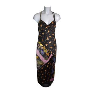 Urban Outfitters Strappy Maxi Dress Black Floral Date Night Wedding Guest Small